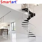 spiral stair with curved glass railing design / how to build a round staircase