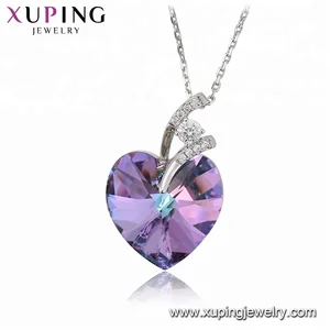 188 xuping elegant heart shape love gift dreamy crystal necklace