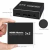 3x2 HDMI Matrix Switch 4K@60HZ 3 in 2 out HDMI HD Switcher/Splitter, with SPDIF and 3.5mm Audio Extractor