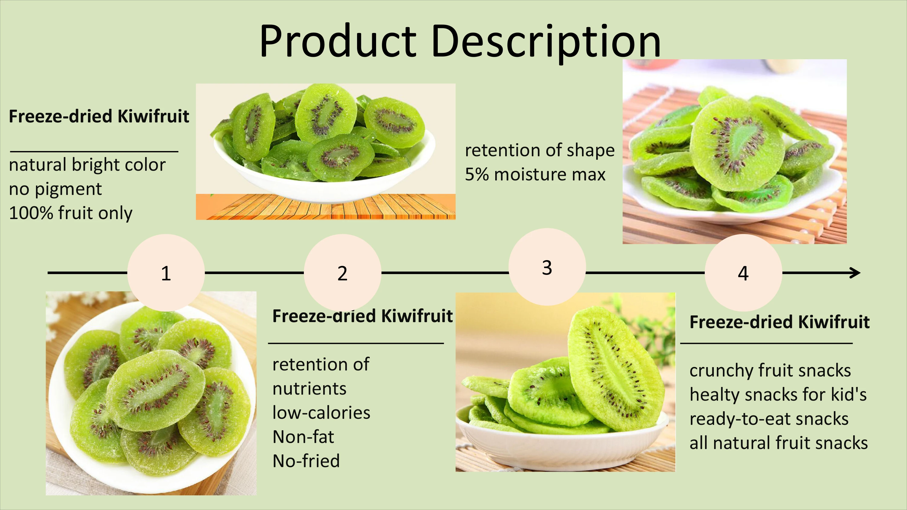 Vitamin c rich Freeze-dried Kiwifruit naturally fruit snacks wholesale