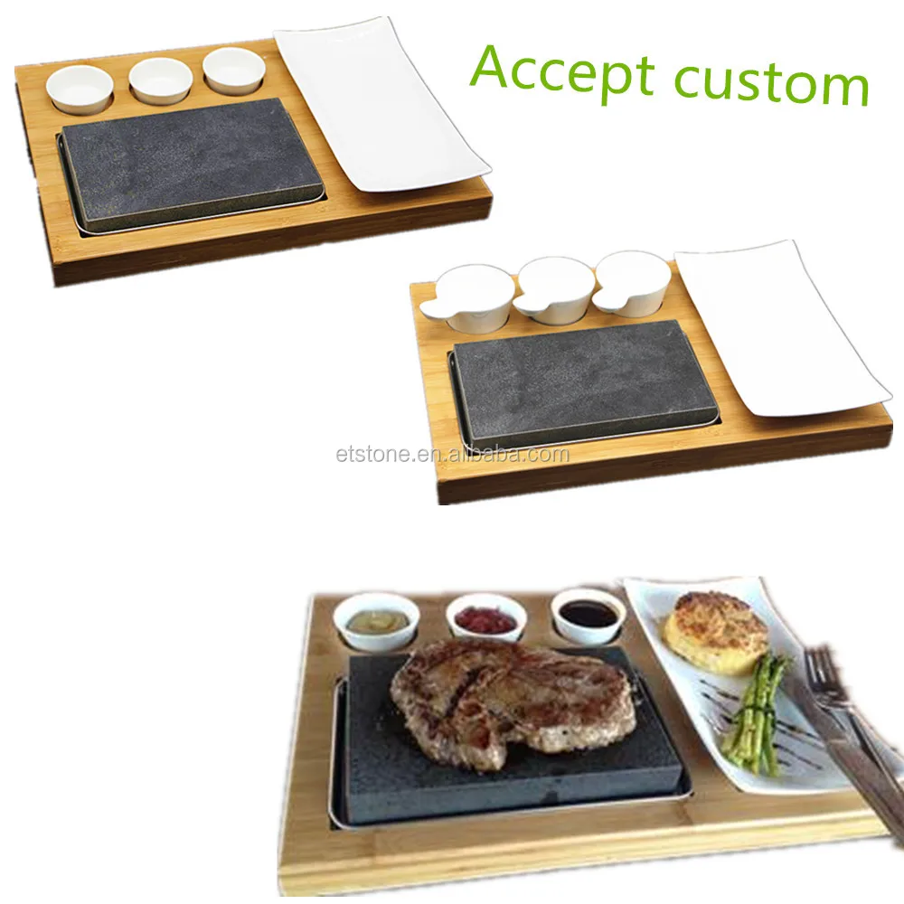 Steak Stone and Plate Set of 7,Steak On Stones Cooking Steaks Hot Rock Grill Plate,Lava Stone Steak cooking stone Set