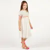 White Channel Fabric Four layers Tulle Dress Baby Birthday Long Dress For 3 Year Old With Short Sleeves