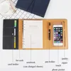 2019 new style promotion PU cover notebook with phone touch pocket pen holder loop card holder