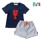 wholesale children's boutique clothing lobster appliquec boy boutique outfit spring summer baby boy clothes