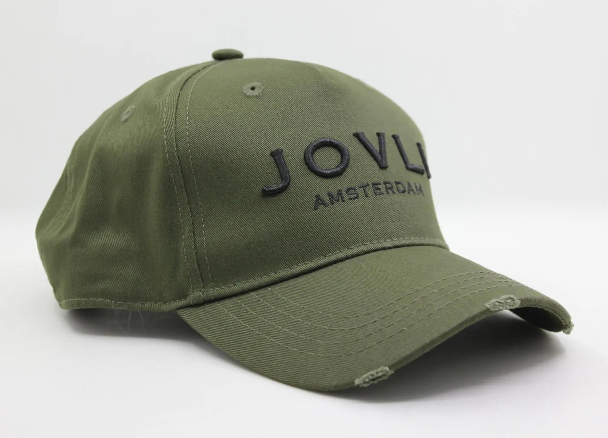 Five panel structured olive green baseball cap hat