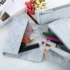 Roll-stylish Minimalist Wool Felt Folded Pencil Case pen Holder Cosmetic Pouch Bag
