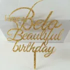 Gold glitter acrylic cake topper for birthday