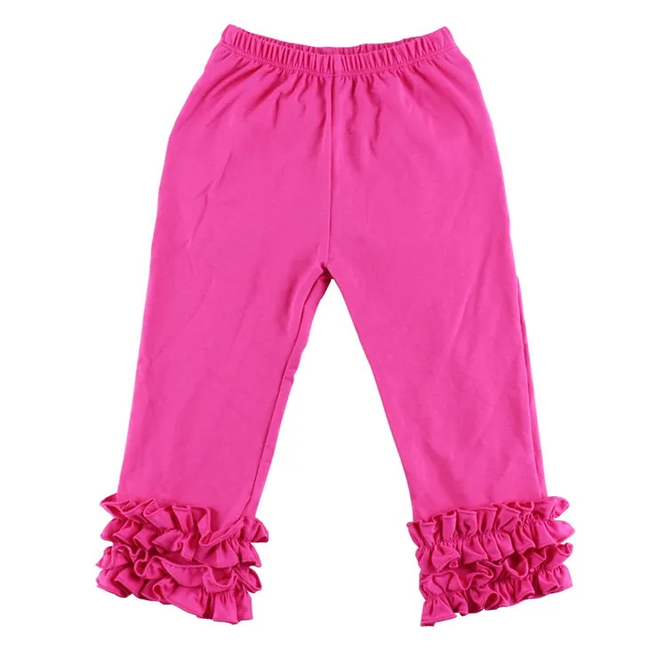 Cheap wholesale pink kids ruffle pants tight girls icing leggings solid ruffles pants cotton baby icing leggings