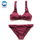 Custom Sexy Classic Wine Red Polyamide Swimwear Bikini Set for Women