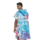 Wholesale Customized Logo Embroidery Microfiber Surf Swimming Beach Adult Bathrobe Bath Towel Hooded Poncho Towel