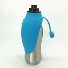 590ml Chinese Supplier Blue Bowl Clear Stainless Steel Pet Dog Drinking Bottle