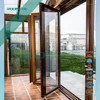 Aluminium wood exterior folding doors horizontal German hardware bi-folding doors soundproof folding door
