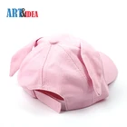 Pink rabbit pattern cotton twill cute children baby kids cap have ears hat