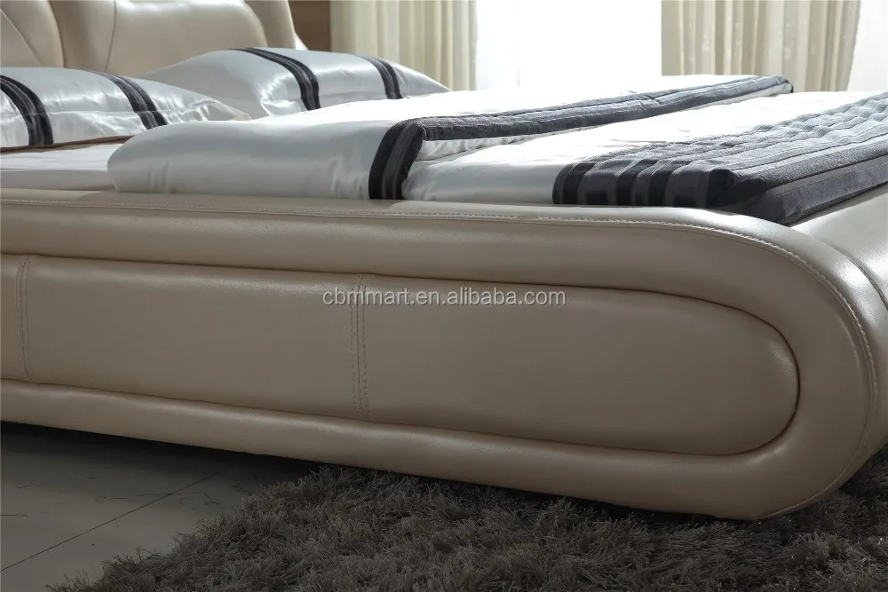 King size soft genuine leather bed 0414-801