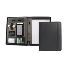 High quality a4 pu leather fashion conference file folder presentation notepad portfolio meeting folder