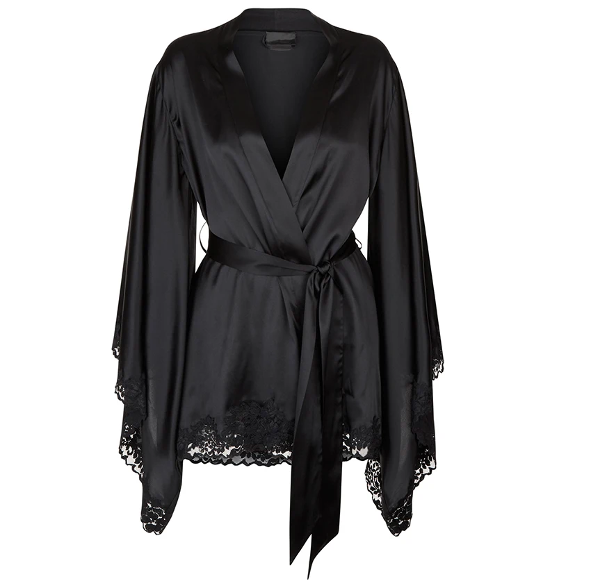 short black satin robe