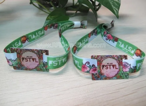 Factory Price RFID Fabric Wristbands for Events, HF NFC RFID Fabric Woven Wristbands in China