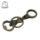 Custom keyring logo blank metal bottle opener keychain with compass for promotional gifts