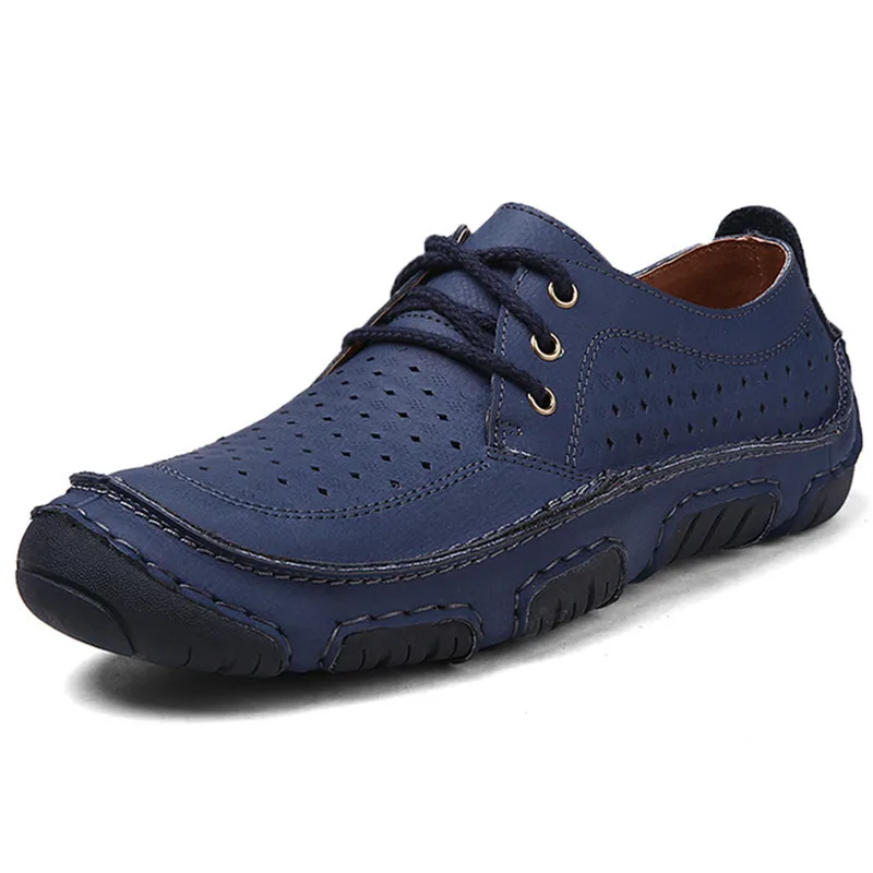 Hot Sale 2015 Sapatos Masculinos Social Man Shoes Genuine Leather Casual Breathable Fashion Massage Flat Shoes Spring Blue 38-44