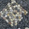 multicolore interlock pebble tile, mixed colore pebble mesh tile, polished pebble tile with net