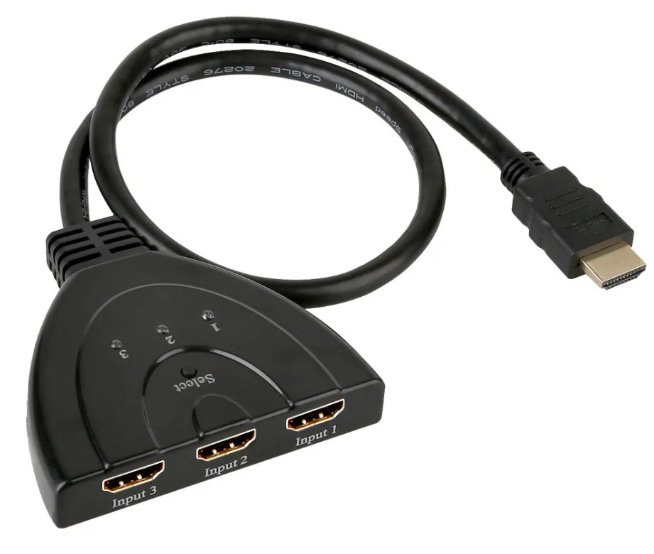 3x1 Auto Switch 3 Port HDMI Switcher 3-In 1-Out With button switch Converter 1 in 3 out Cable - ANKUX.COM