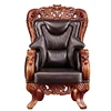 Asian brown leather four legs dragon office chair luxury boss chair for chairman