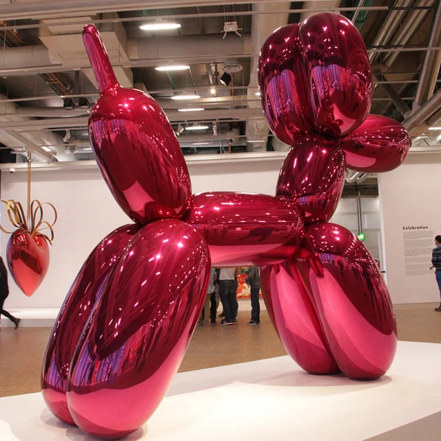 art abstract metal stainless steel balloon dog sculpture for