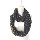 Wholesale women printed custom bondage circle snood bawal round loop voile neck scarf
