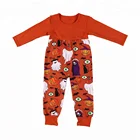 New design Halloween fall infant longal wholesale baby pumpkin romper