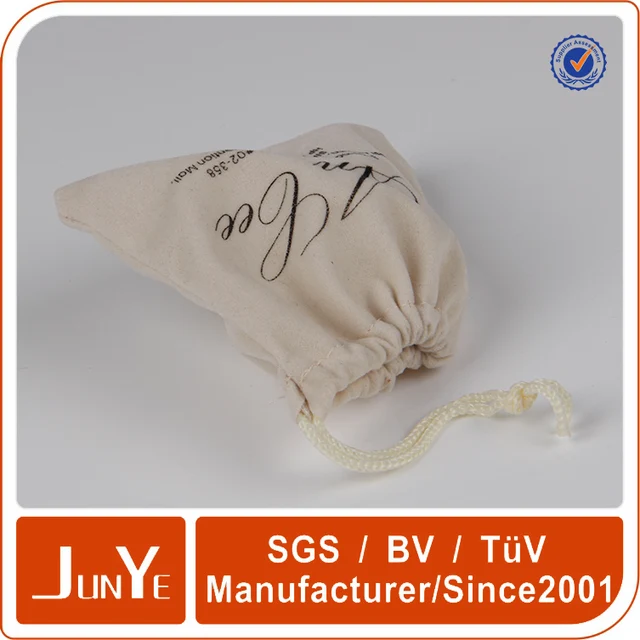 double drawstring muslin unbleached cotton bag hand stamp logo