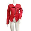 Red Unique Design Women Leather Jackets Superior Material Jacket for Mature Female with Zip Closure