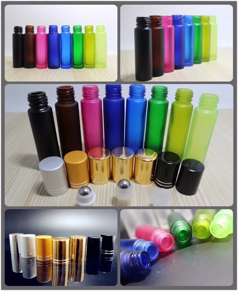 Rainbow Color 10ml Essential Oil Glass Bottle various color glass roll on bottle Roller-55S