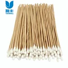 6" extra long wooden stick cotton bud cotton swab bamboo