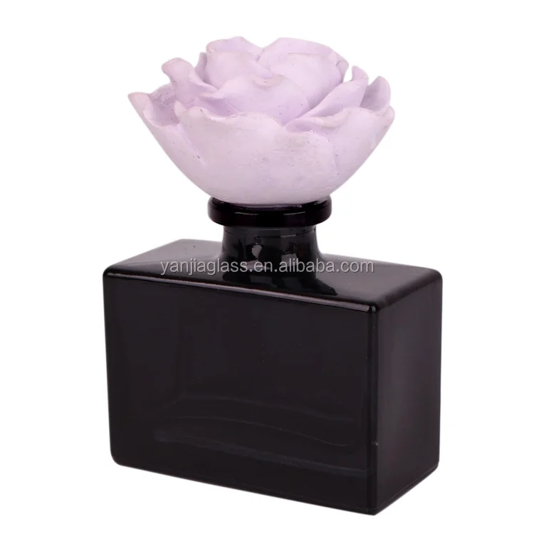 Luxury square matte black Glass Bottle For Aroma Reed Diffuser