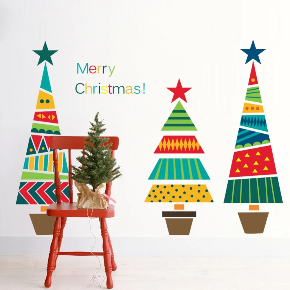 zooyoo merry christmas tree wall sticker xmas117