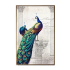 Printed Peacock Painting on Canvas Framed Painting Wall Art