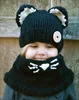 Fox Headgear Knitting Kids Beanies Baby Infant Crochet Girl Cap For Little Girl's Cowl Scarf Hood Hat Grey Black