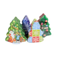 tree shape cookie/candy tins christmas metal gift tin box for