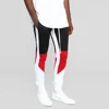 drawstring elastic rib waist color block custom men jogger side stripe track pants