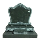 European Style Antique Upright Used Chinese Black Grave Headstone Memorial Stones Tombstone with Mirror Design