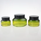 High quality green 15ml 30ml 50ml 2oz 100ml cream cosmetic glass jar with plastic lid