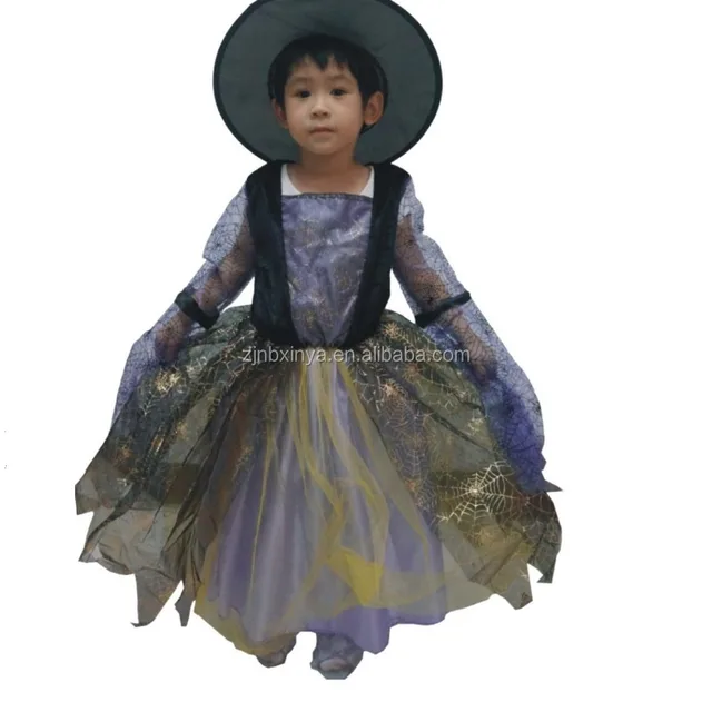 Migliore Qualità Per Bambini Costumi di Halloween Strega Costumi Cosplay Dress Up Con Il Cappello