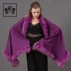 Spring warm romantic women custom fox fur long pashmina scarf shawl