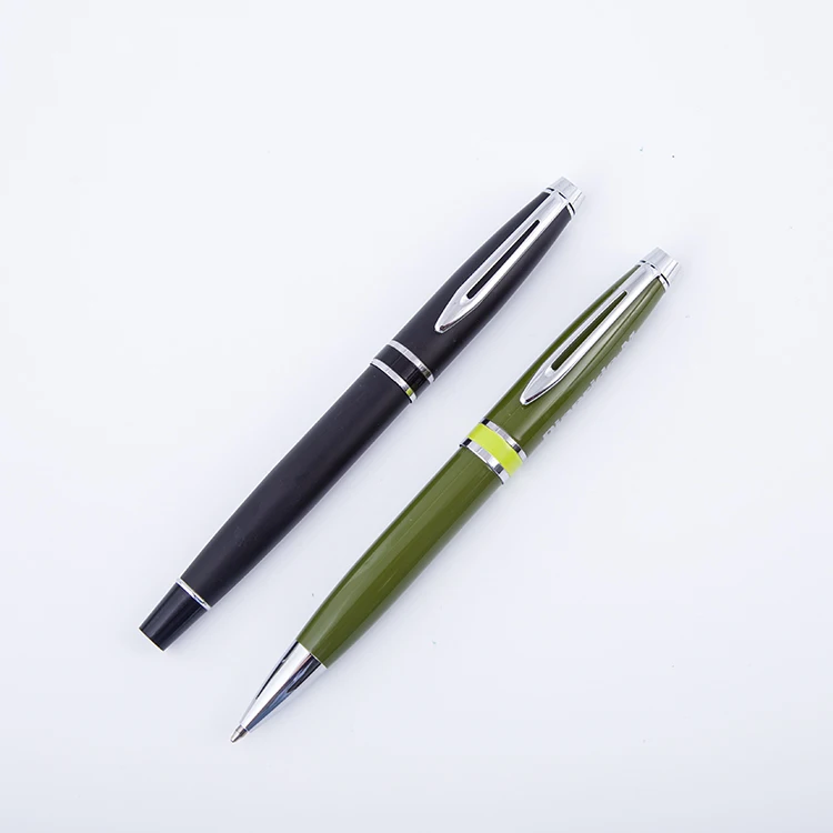 2018 new products custom logo luxury metal ball pen black pen gift set with box