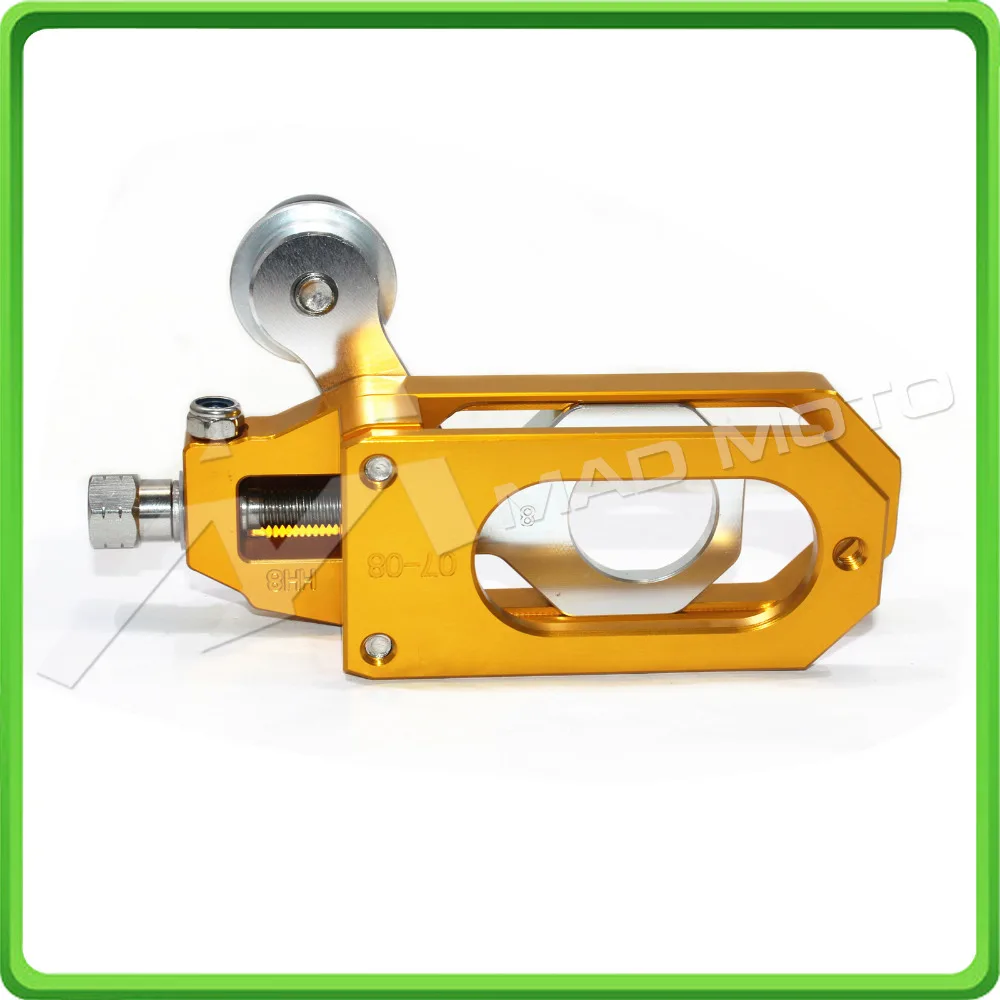 Motorcycle Chain Tensioner Adjuster with bobbins kit for Yamaha R6 YZF-R6 2006 2007 2008 2009 2010 2011 2012 Gold&Silver (11)