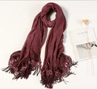 Focus Fashion Muslim Hijab Wholesale Scarf Women Plain Tie Dye Lace Cotton Scarf Wraps