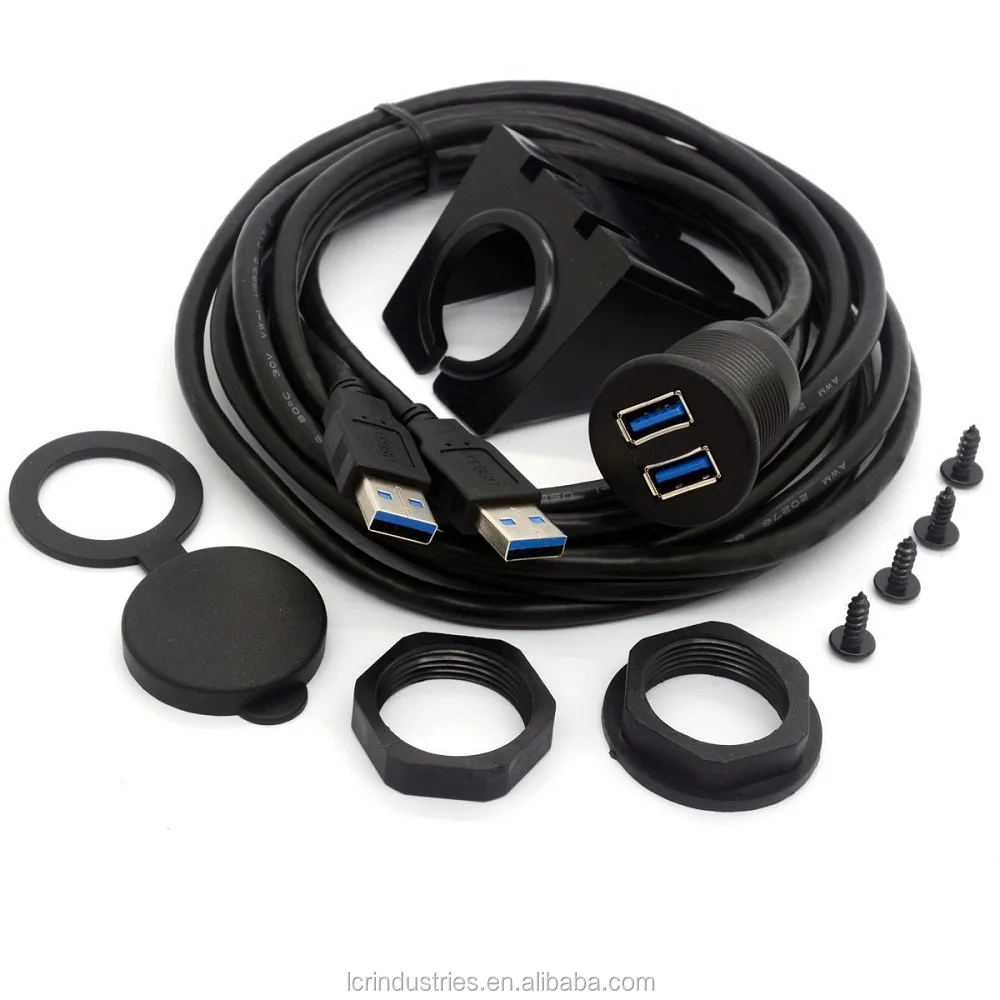 Flush Mount Dual USB 2.0 Dock Adapter Snap in USB 2.0 Extension Cable - ANKUX.COM