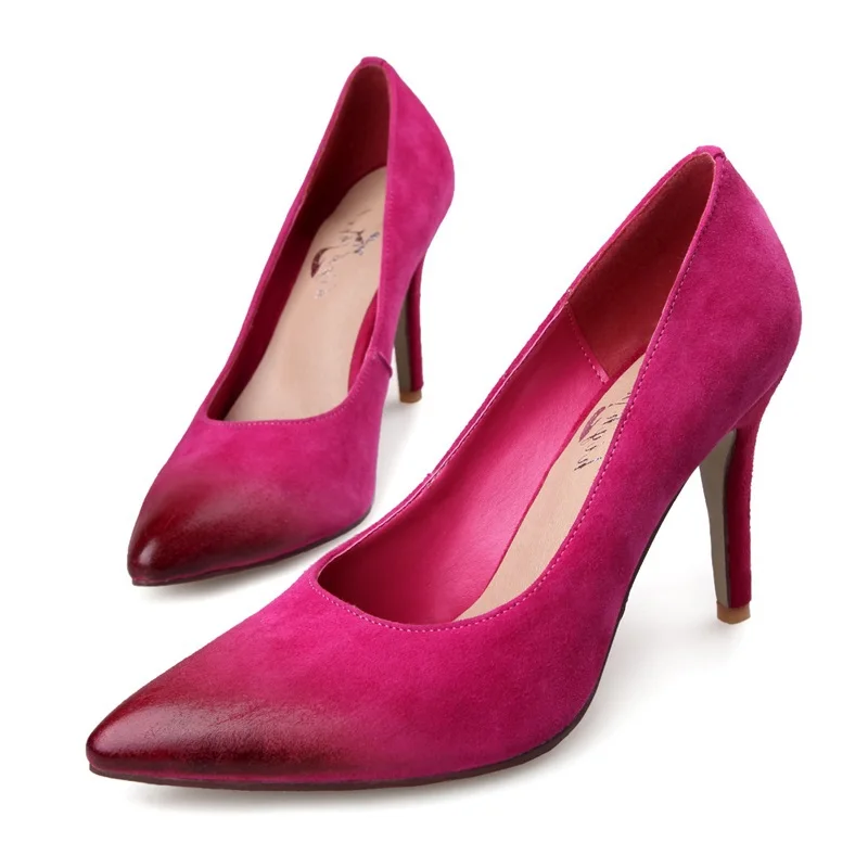 women pumps 2015 new fashion spring autumn high heels shoes pumps genuine leather pointed toe wedding pumps black sexy pumps