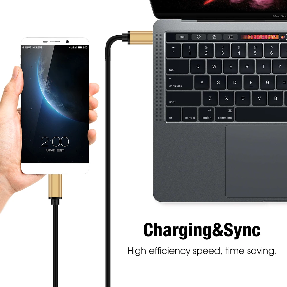 Gold cover black line type c to micro usb cable for PC,mobile phone and other devices CE/FCC/RoHS certificates - ANKUX.COM