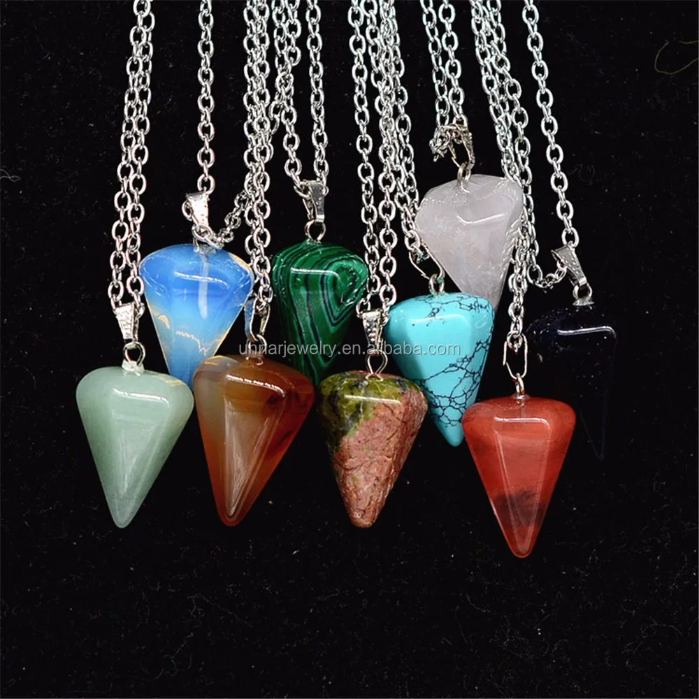 drop shape multi color natural stone charm popular necklace for